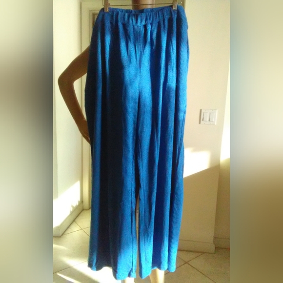 BNWOT LADIES LOUNGE PANTS BY RETREAT BLUE W/ PKTS WIDE LOOSE LEG SZ. 3X - Picture 8 of 9